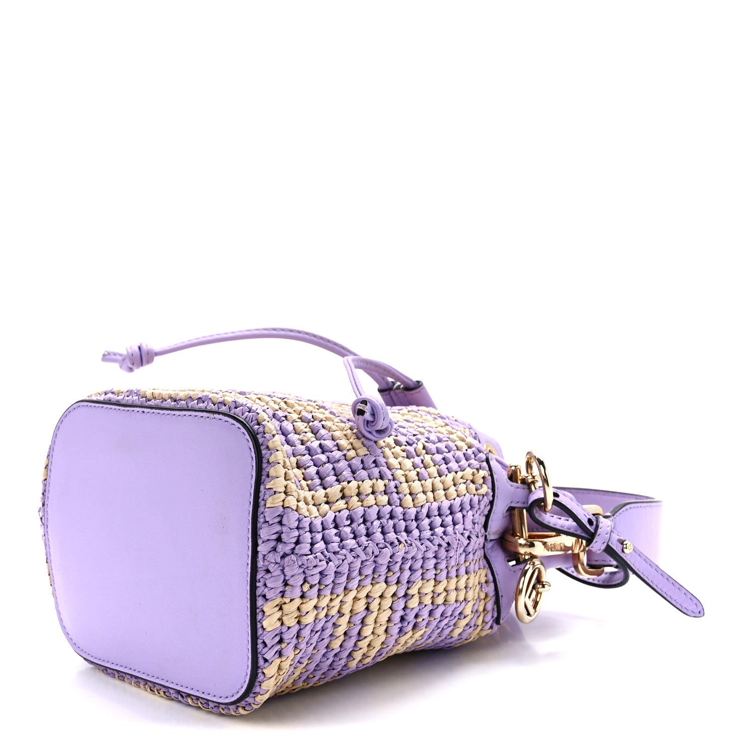 Fendi Raffia Vitello Seta F is Fendi FF Woven Mini Mon Tresor Bucket Bag Anemone Natural 10 of 12