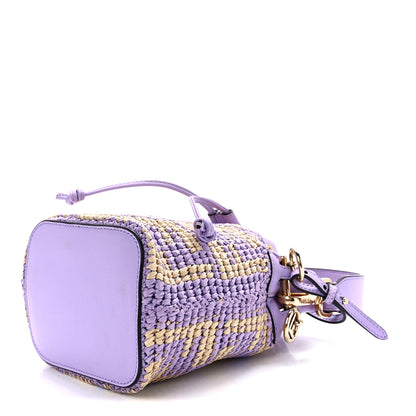 Fendi Raffia Vitello Seta F is Fendi FF Woven Mini Mon Tresor Bucket Bag Anemone Natural 10 of 12