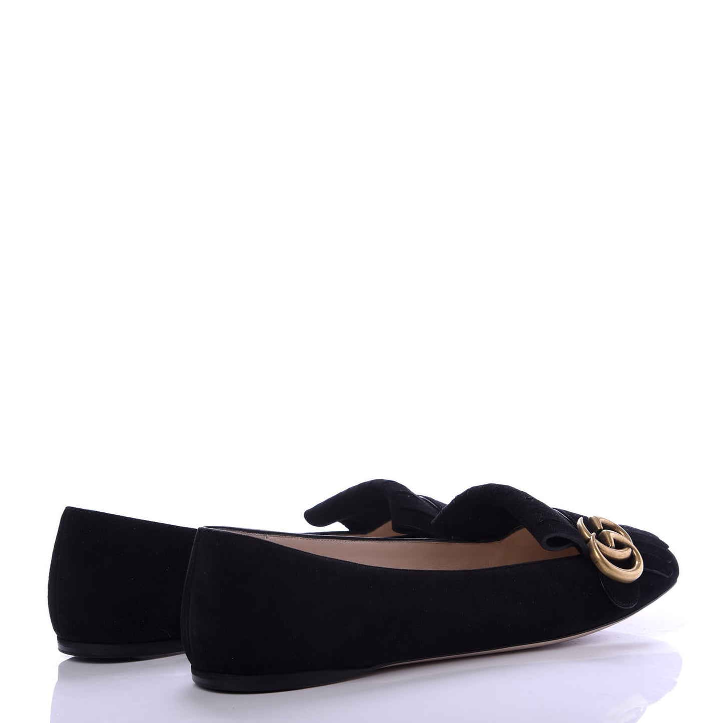 Kid Scamosciato GG Marmont Fringe Flats 40 Black