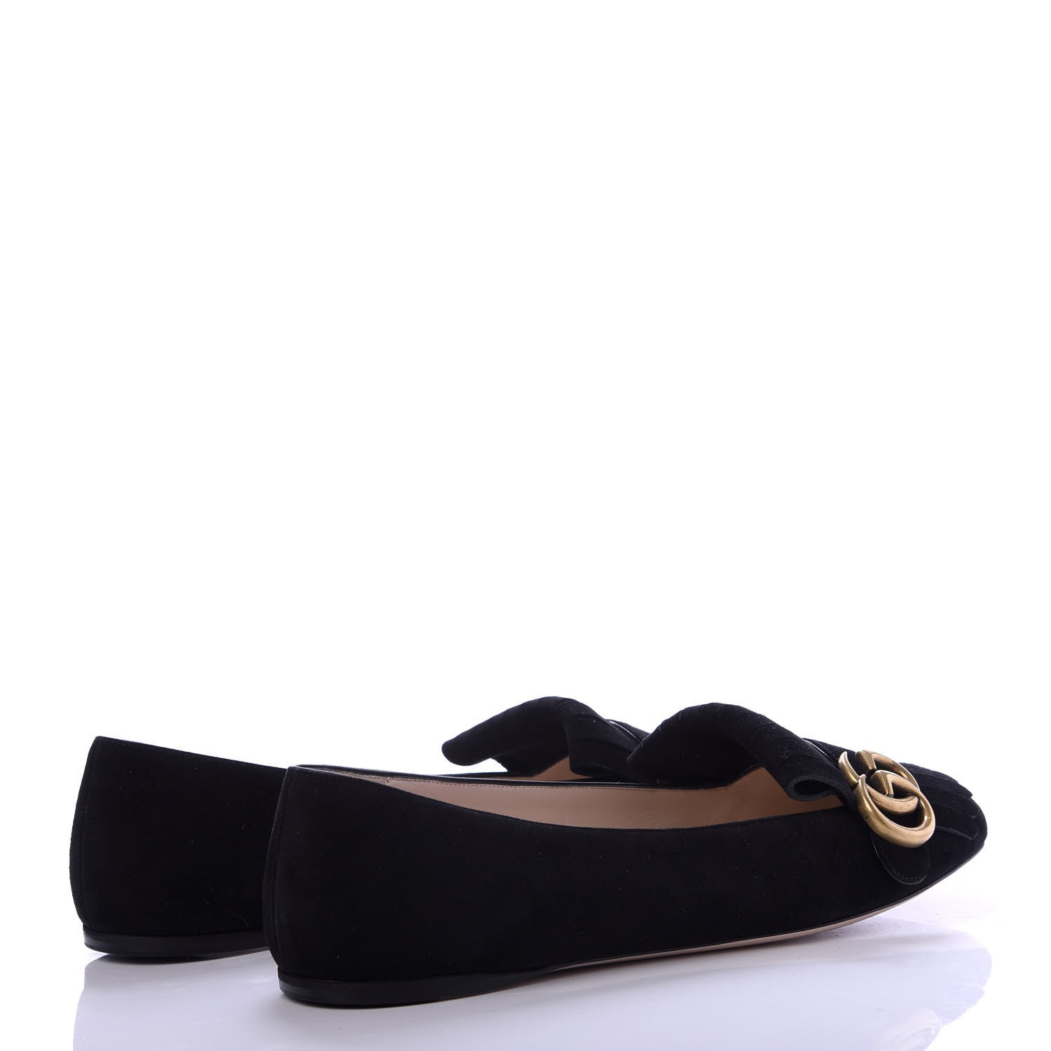 Gucci Kid Scamosciato GG Marmont Fringe Flats 40 Black 4 of 11