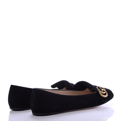 Gucci Kid Scamosciato GG Marmont Fringe Flats 40 Black 4 of 11