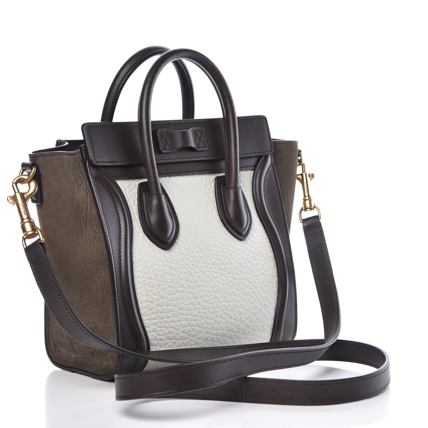 Grained Baby Calfskin Nubuck Nano Tri-Color Luggage Olive