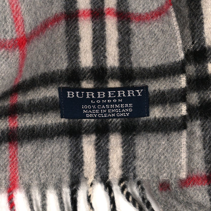 Burberry Cashmere Nova Check Fringe Scarf Dark Grey 3 of 3