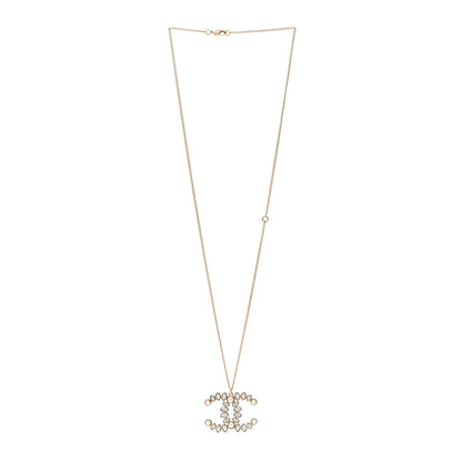 Chanel Pearl Crystal CC Pendant Necklace Gold Gold 3 of 5