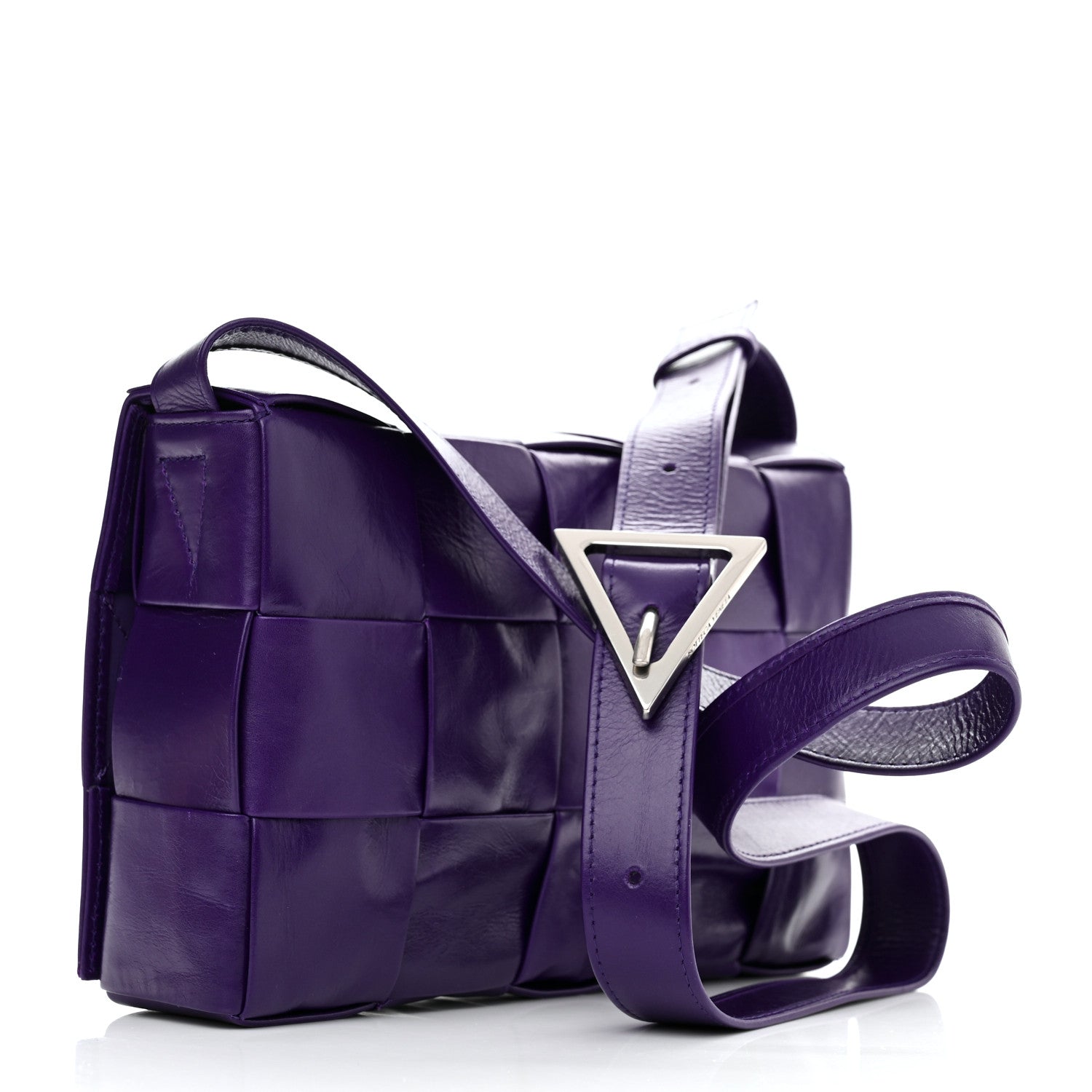 Bottega Veneta Paper Calfskin Maxi Intreccio Cassette Crossbody Bag Purple 3 of 10
