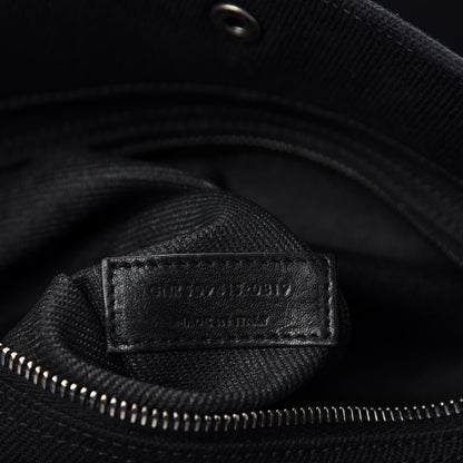 Saint Laurent Linen Calfskin Rive Gauche Tote Black 9 of 10