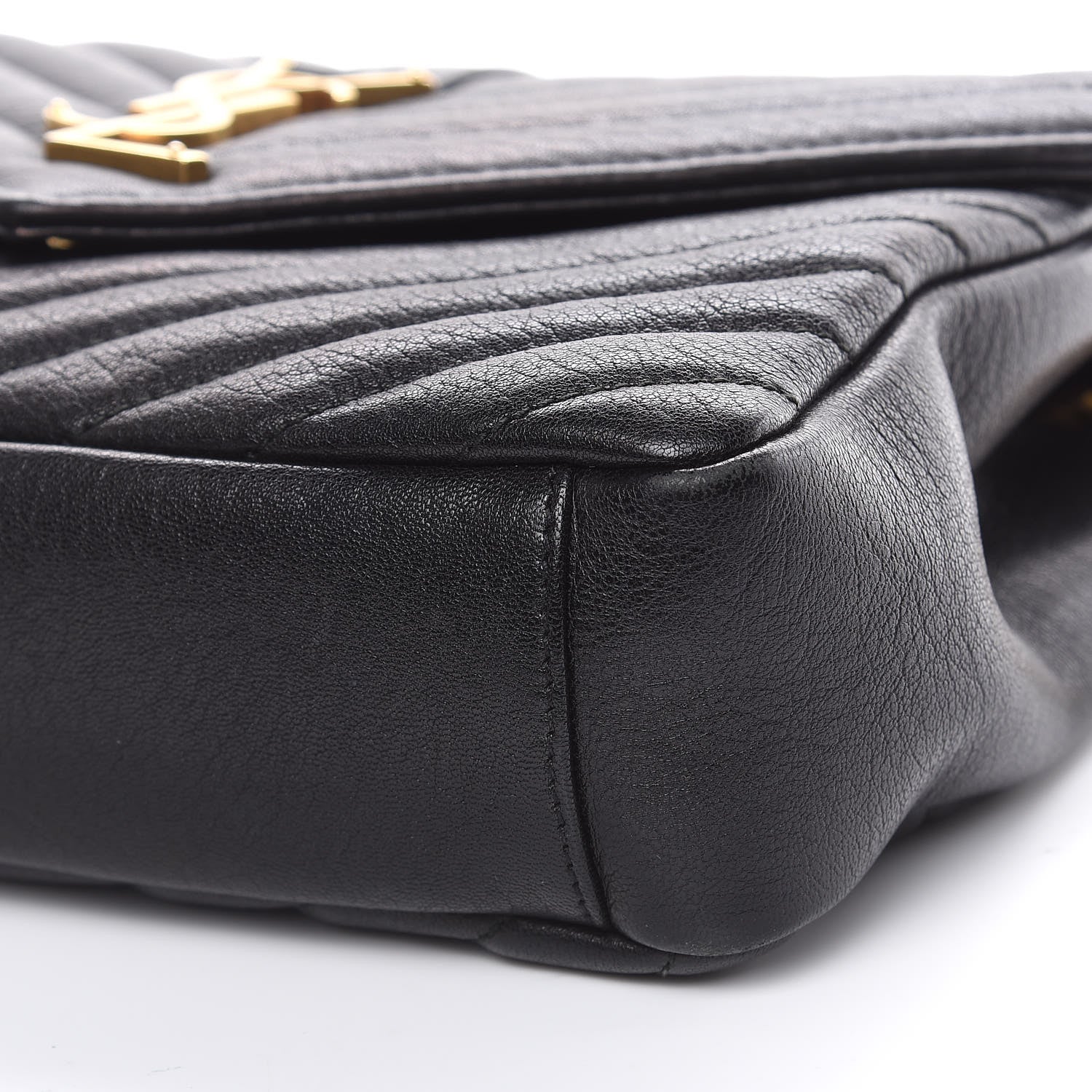 Saint Laurent Sheepskin Matelasse Chevron Monogram Medium College Bag Black 7 of 13