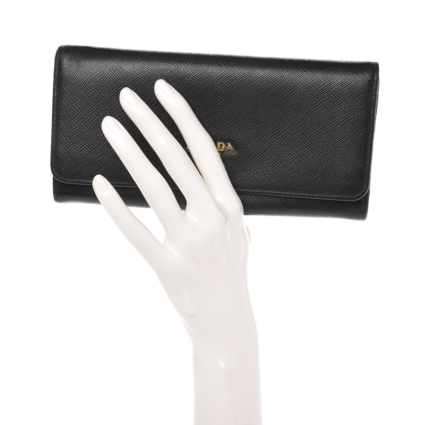 Saffiano Metal Continental Flap Wallet Nero Black