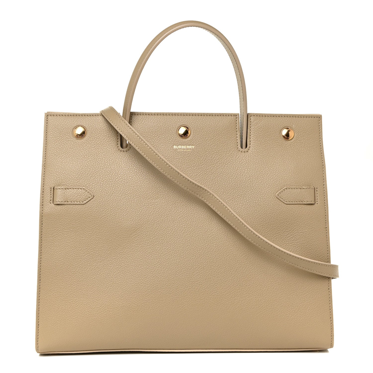 Burberry Grainy Calfskin Title Bag Light Beige 1 of 16