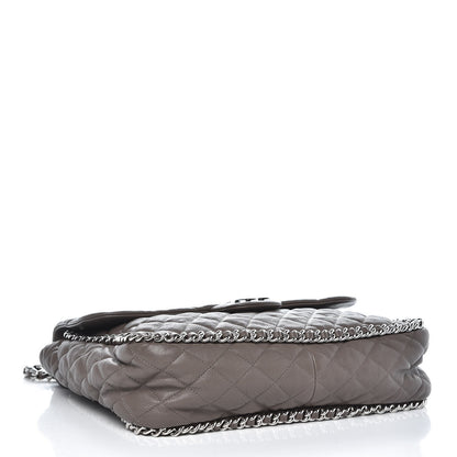 Chanel Washed Lambskin Quilted Chain Around Maxi Flap Taupe 4 of 8