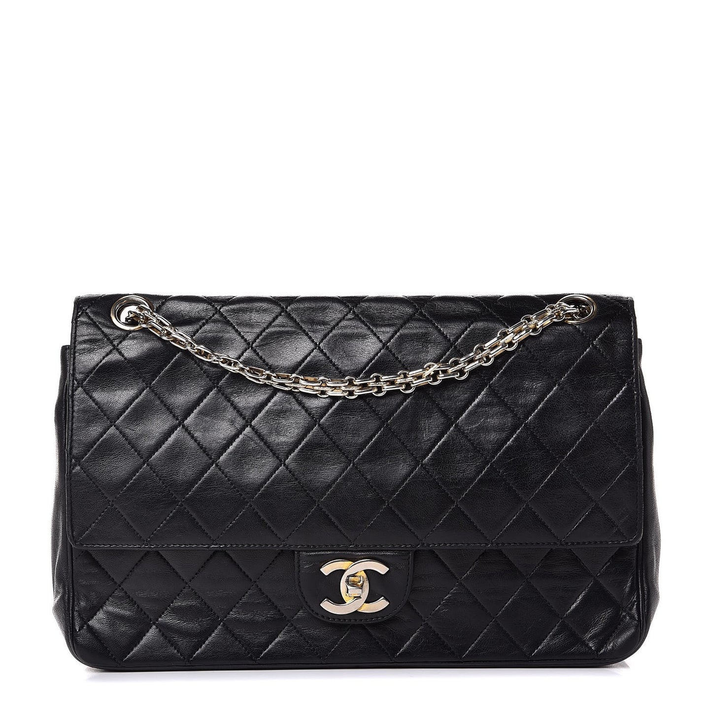 Lambskin Medium Mademoiselle Chain Double Flap Black