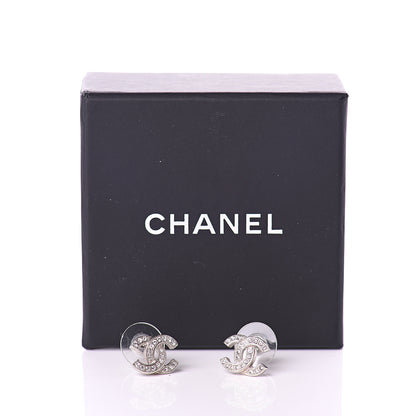 Chanel Crystal Timeless CC Earrings Silver 5 of 5