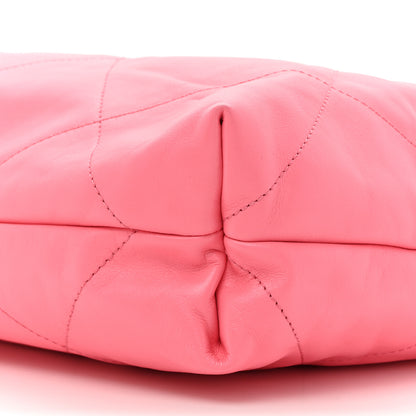 Chanel Shiny Calfskin Quilted Chanel 22 Drawstring Bag Coral Pink 10 of 12
