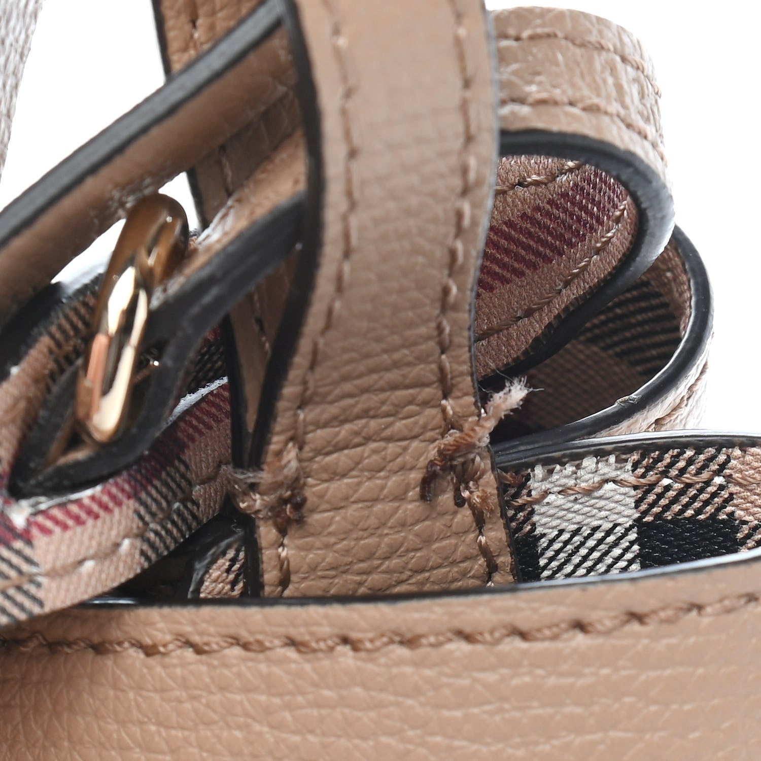 Burberry Calfskin Small Lorne Bucket Crossbody Natural 11 of 12