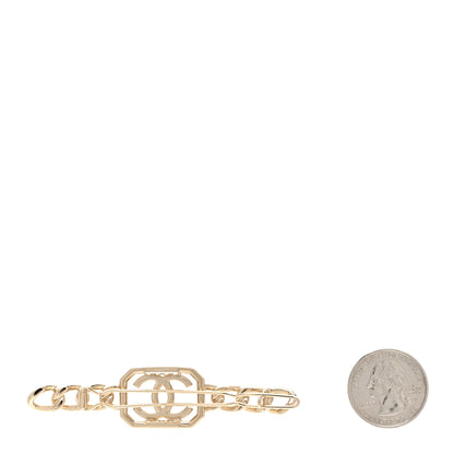 Chanel Crystal Chain CC Vendome Hair Clip Barrette Gold 2 of 4