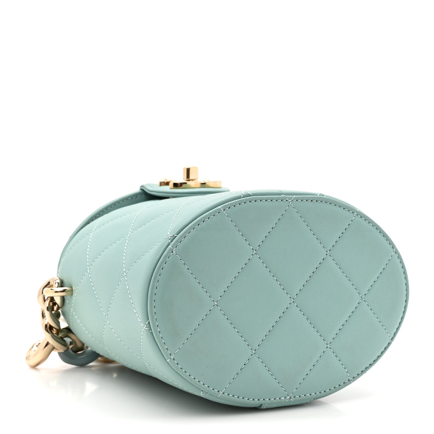 Chanel Lambskin Resin Elegant Chain Vanity Case Light Blue 4 of 13