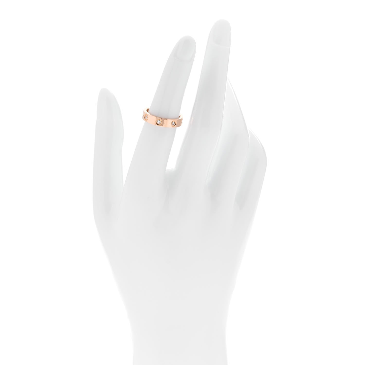 Cartier 18K Pink Gold 8 Diamond 4mm LOVE Wedding Band Ring 50 5.25 2 of 5