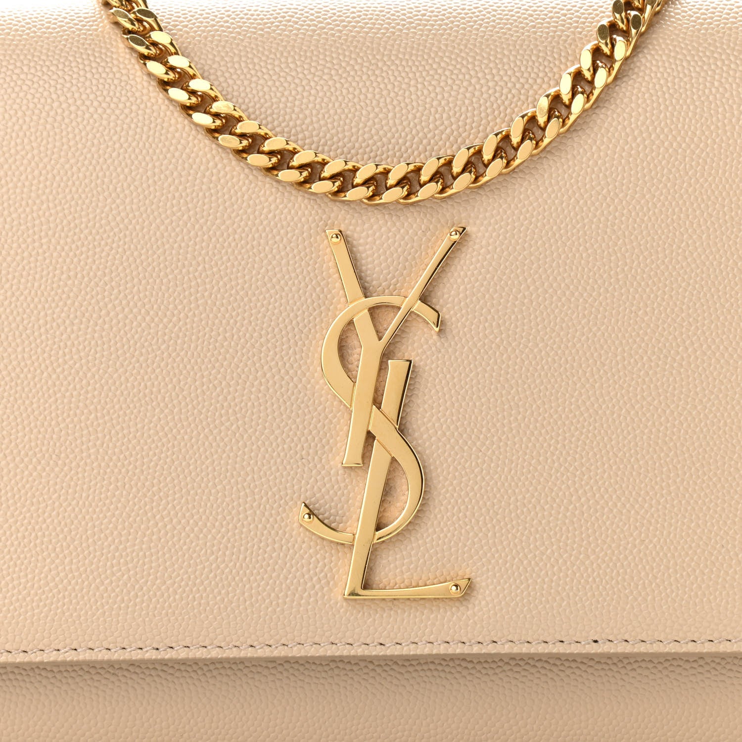 Saint Laurent Grain De Poudre Medium Monogram Kate Satchel Dark Beige 7 of 9