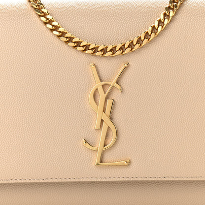 Saint Laurent Grain De Poudre Medium Monogram Kate Satchel Dark Beige 7 of 9