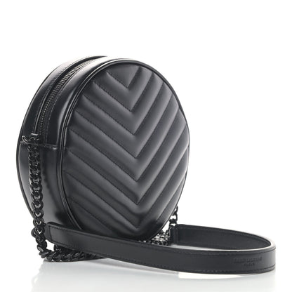 Saint Laurent Calfskin Matelasse Chevron Round Vinyle Camera Bag Black 2 of 5