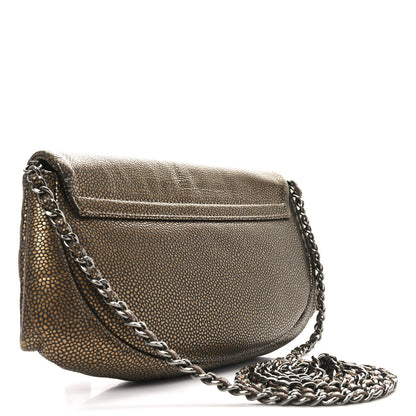 Chanel Metallic Caviar Half Moon Wallet On Chain WOC Bronze 3 of 11