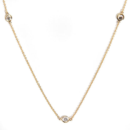 Tiffany 18K Yellow Gold 3 Station Diamonds by the Yard Necklace 1 of 7
