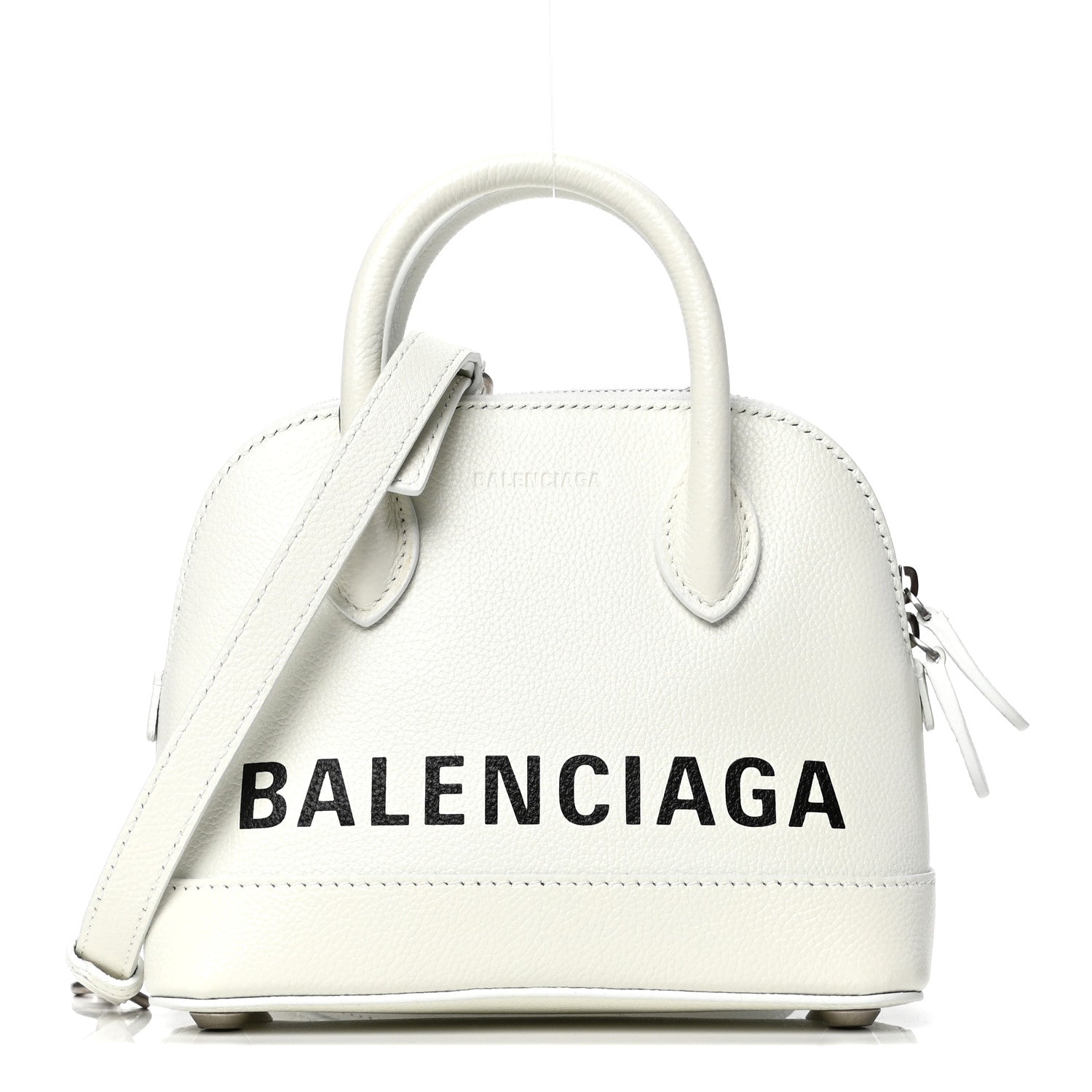 Balenciaga Grained Calfskin XXS Ville Top Handle Bag White Black 1 of 4