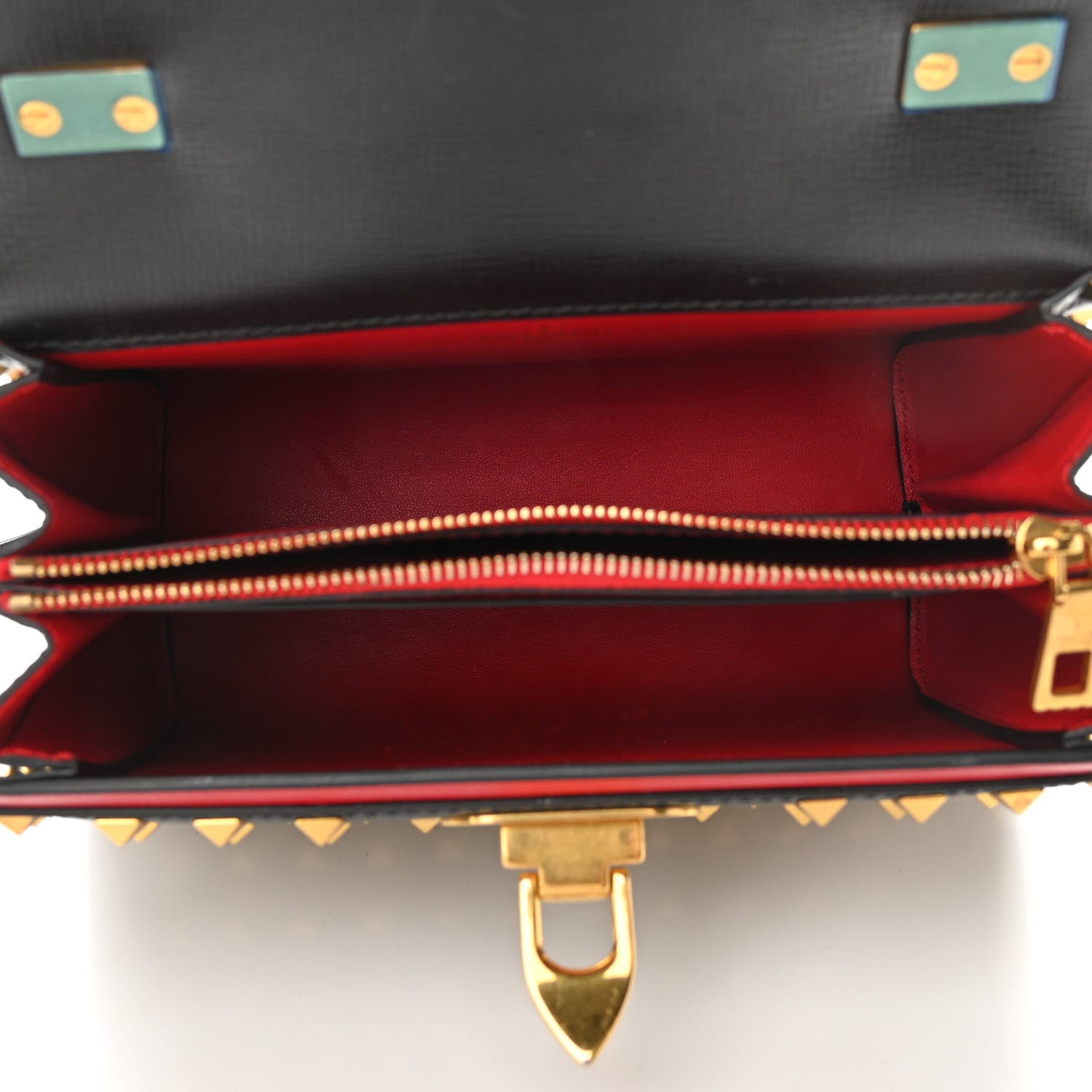 Valentino Garavani Grainy Calfskin Small Rockstud Allover Alcove Top-Handle Flap Bag Black 5 of 9