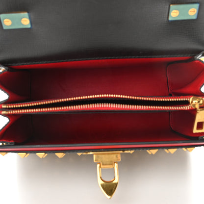 Valentino Garavani Grainy Calfskin Small Rockstud Allover Alcove Top-Handle Flap Bag Black 5 of 9