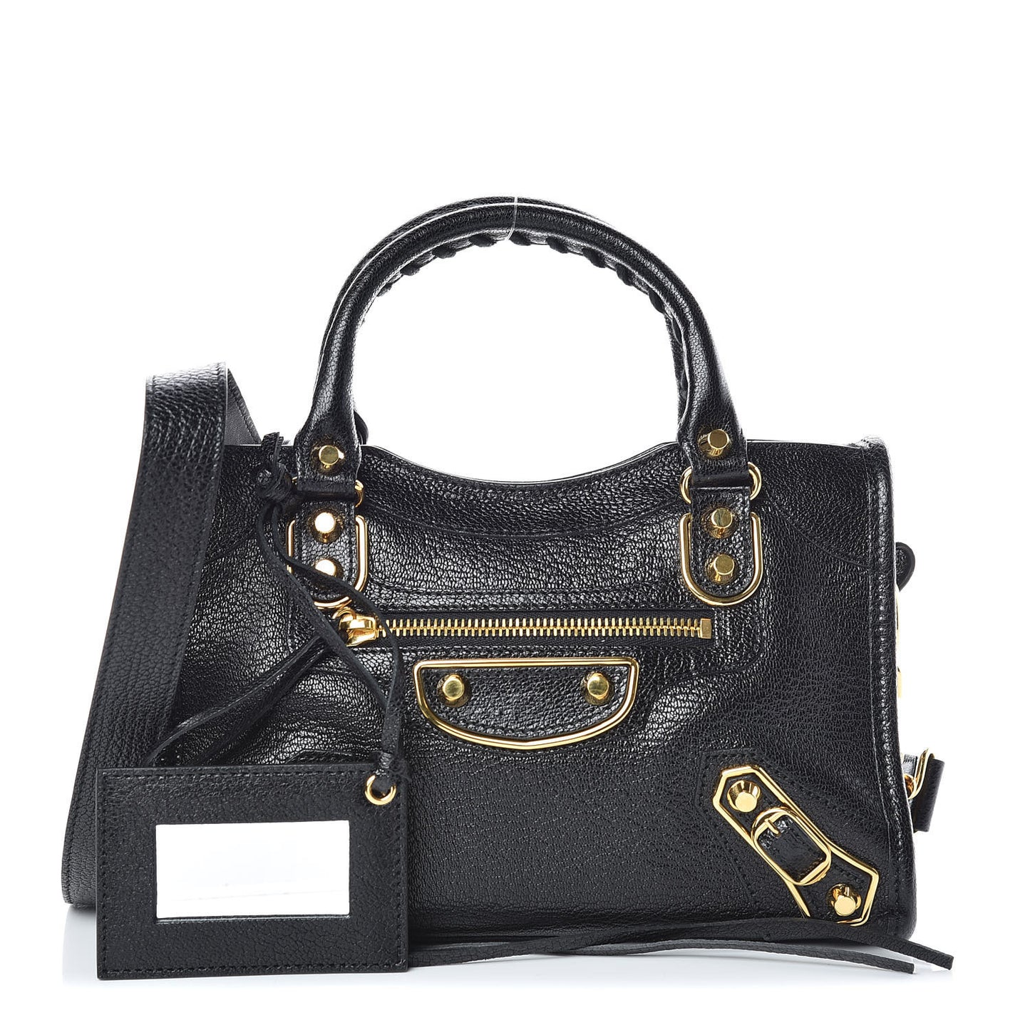 Chevre Gold Metallic Edge Hardware Mini City Black
