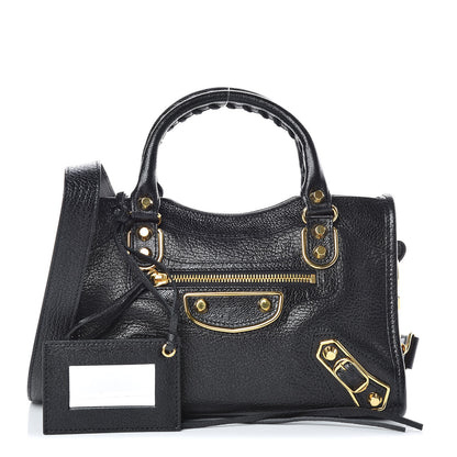 Balenciaga Chevre Gold Metallic Edge Hardware Mini City Black 1 of 9