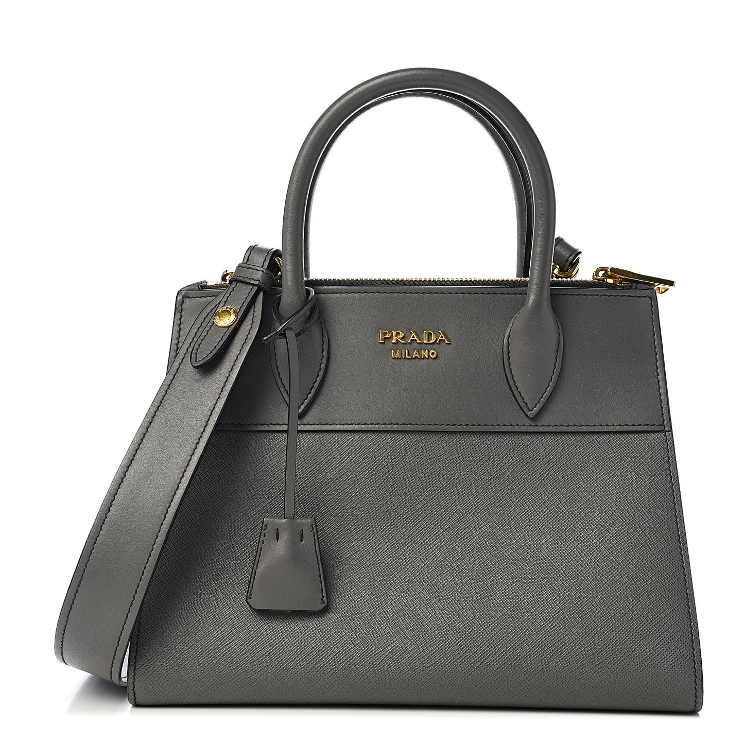 Saffiano City Calfskin Small Paradigme Bag Mercurio