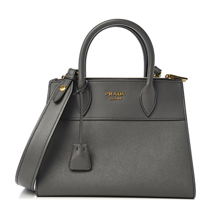 Prada Saffiano City Calfskin Small Paradigme Bag Mercurio 1 of 9