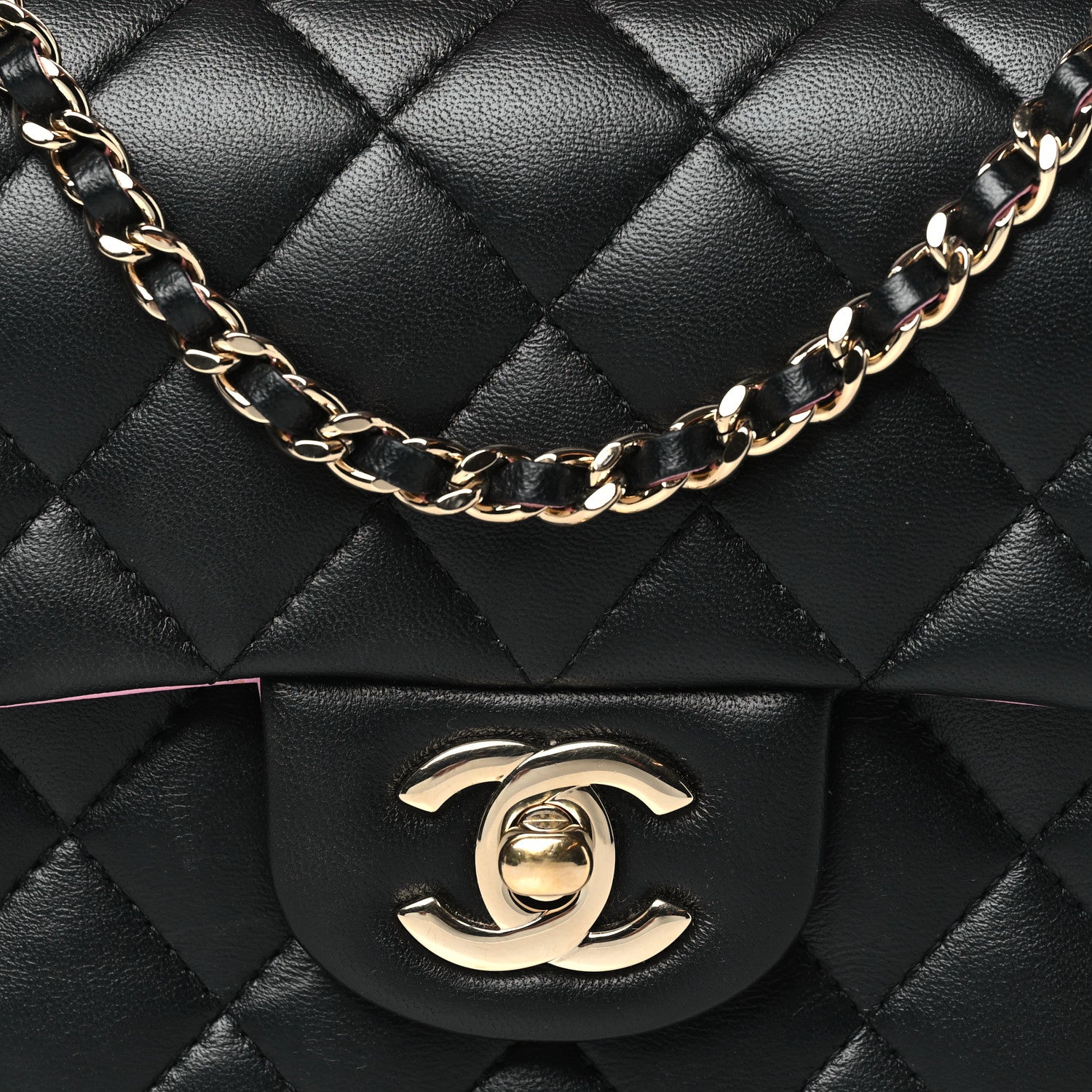Chanel Lambskin Quilted Bi-Color Mini Top Handle Rectangular Flap Black Lilac 8 of 10