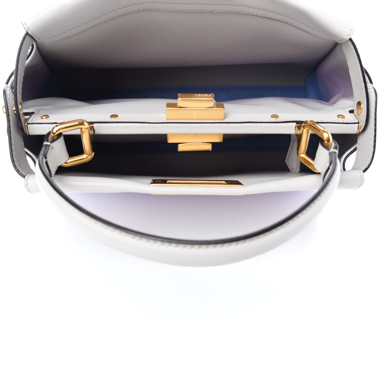 X JOSHUA VIDES Vitello Seta Shiny Nappa Degrade Medium Peekaboo Iconic Satchel Ghiaia Rosa Azzurro