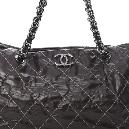 Chanel Glazed Goatskin Double Contrast Stitch Large Tote Brown 10 of 14