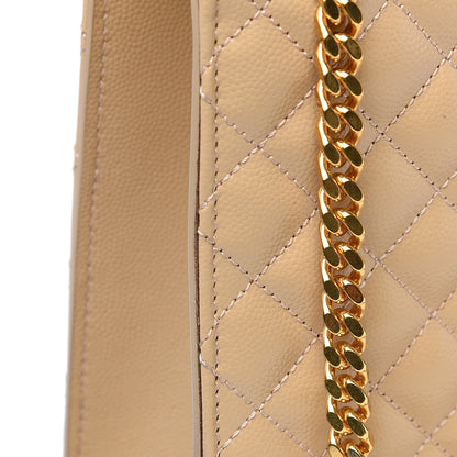 Saint Laurent Grain De Poudre Mixed Matelasse Large Triquilt Monogram Satchel Nude Powder 9 of 10