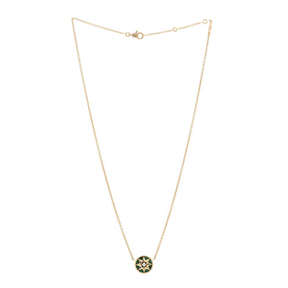 Christian Dior 18K Yellow Gold Diamond Malachite Rose Des Vents Necklace 3 of 7