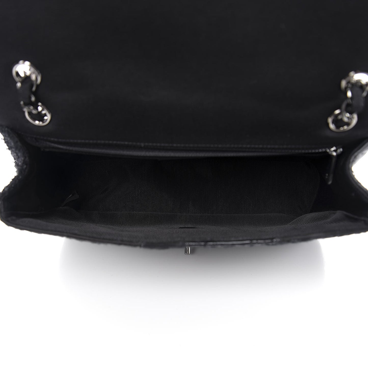 Tweed Patchwork Jumbo Single Flap Black