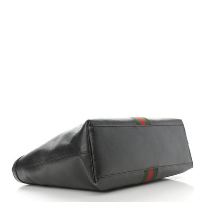 Gucci Textured Calfskin Web Medium Ophidia Shopping Tote Black 4 of 14