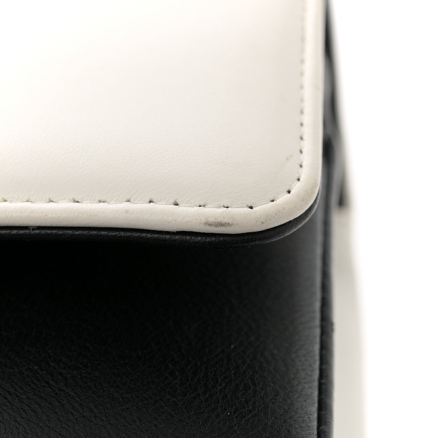 Lambskin Geometric Patchwork Medium Double Flap White Black