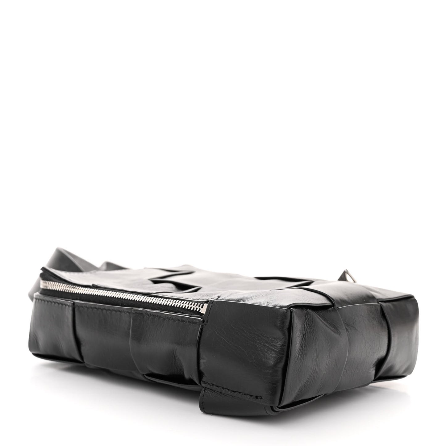 Paper Calfskin Intreccio Mini Cassette Sling Bag Black