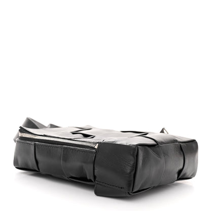 Bottega Veneta Paper Calfskin Intreccio Mini Cassette Sling Bag Black 4 of 11