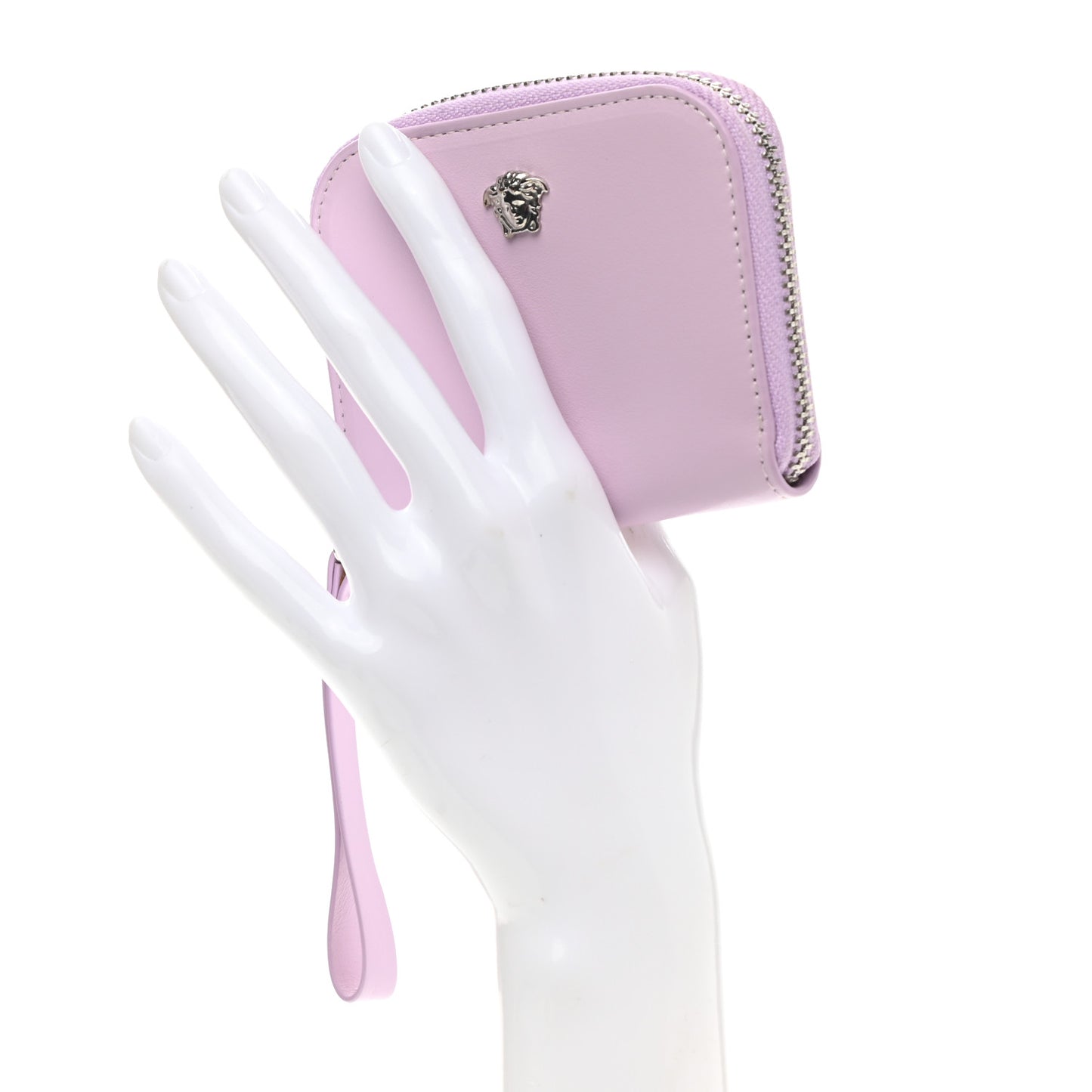Calfskin Medusa Compact Zip Around Wallet Desert Pink