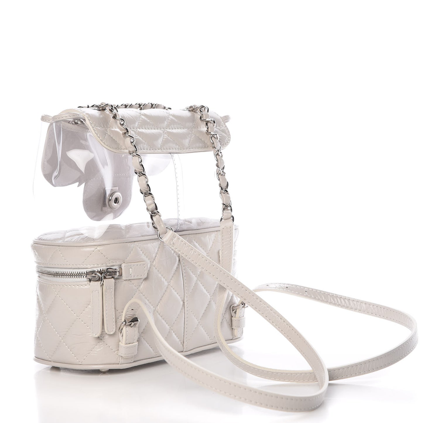 Crumpled Calfskin PVC Quilted Backpack White