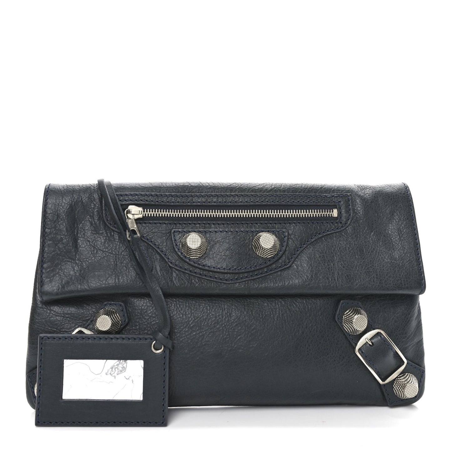 Agneau Giant 21 Silver Hardware Envelope Clutch Anthracite