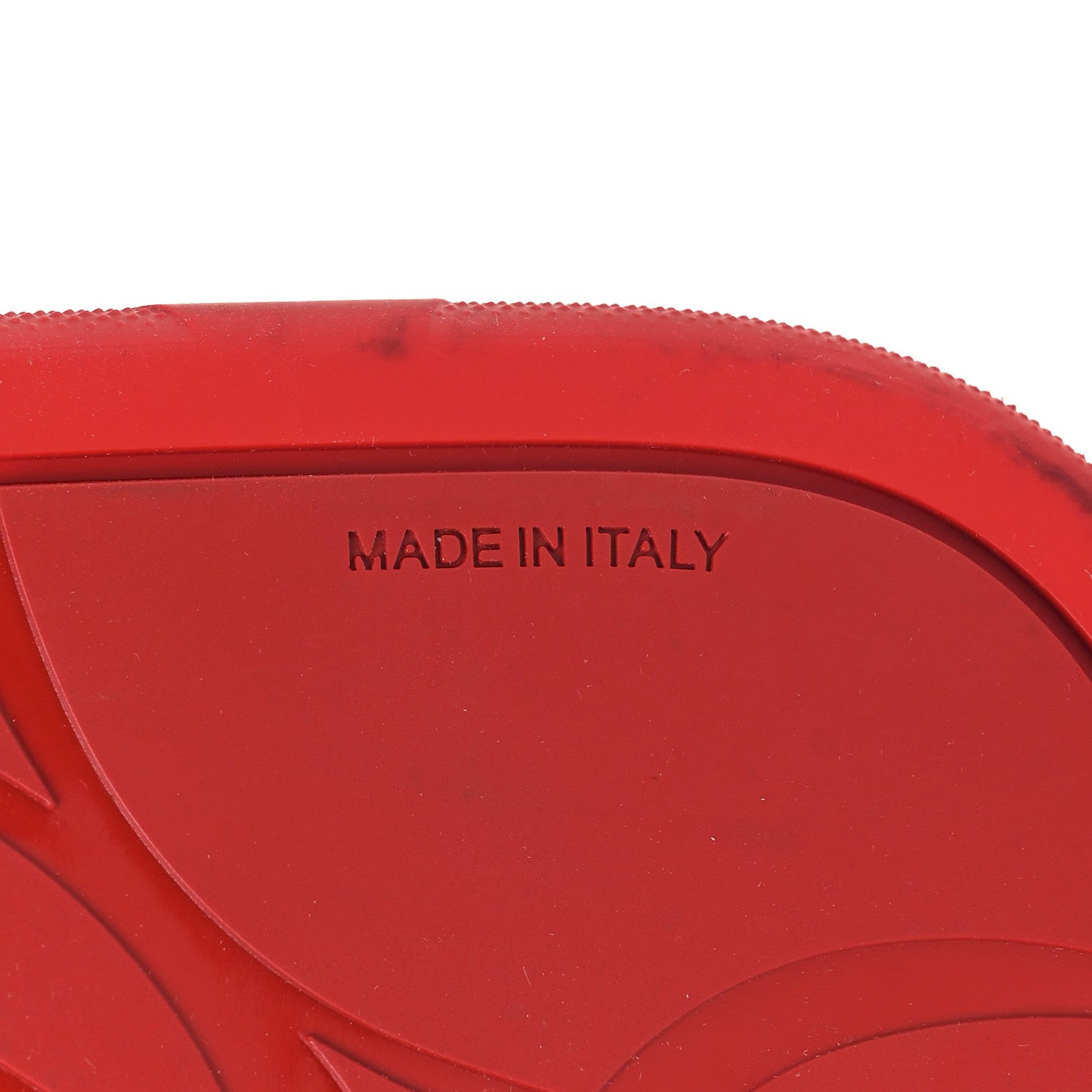 Christian Louboutin LOUBOUTIN Calfskin Spiked Crocodile Embossed Rubber Pool Fun Platform Flat Slide Sandals 44 Red 8 of 10