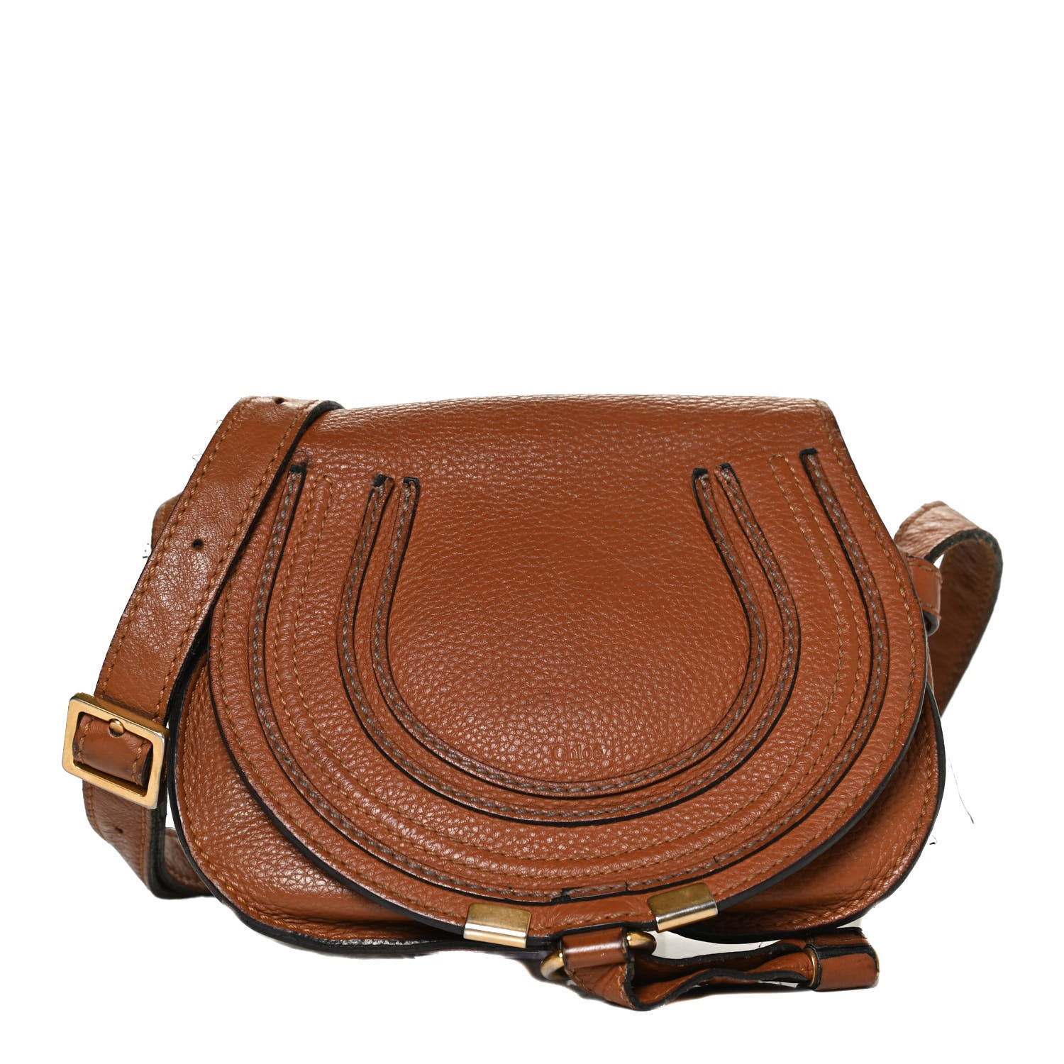 Chloe Calfskin Mini Marcie Round Crossbody Bag Tan 1 of 15