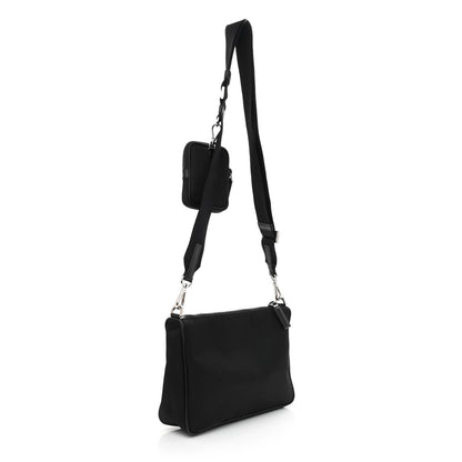 Prada Tessuto Nylon Saffiano Pocket Zippered Shoulder Bag Black 2 of 12