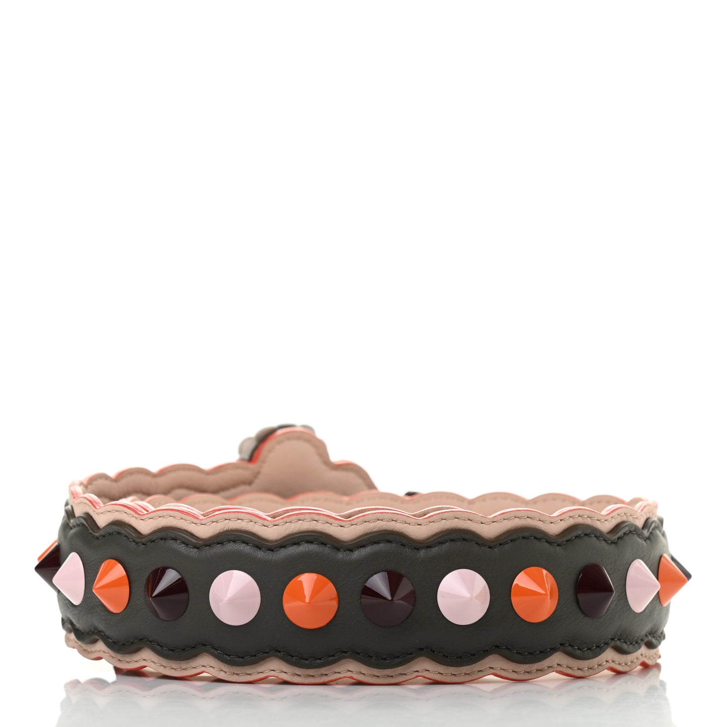 Vitello Dolce Nappa Hypnoteyes Bi-Color Scalloped Spike Studded Strap You Carbone Plaster White Multicolor